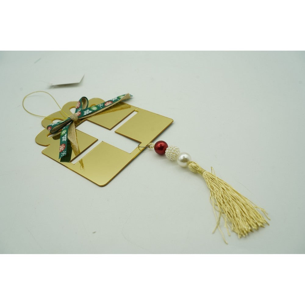 Ornament Brad Crăciun, Formă Stea Decorativă, Acril Lucios, Rezistent Interior și Exterior, Auriu, 16 x 28 cm