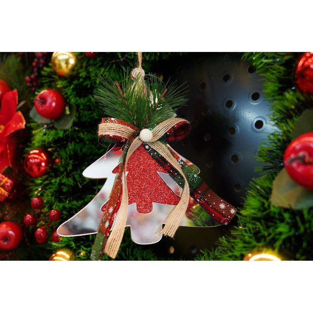 Ornament Crăciun în Formă de Brad, Decorațiune Suspendată Lucioasă, Acril Rezistent, Interior și Exterior, Argintiu, 14 x 15 cm