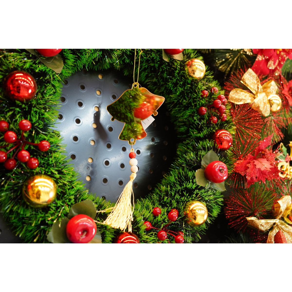 Ornament Brad Clopoței Crăciun, Decor Interior și Exterior, Textură Lucioasă, Acril, Auriu, 10 x 23 cm