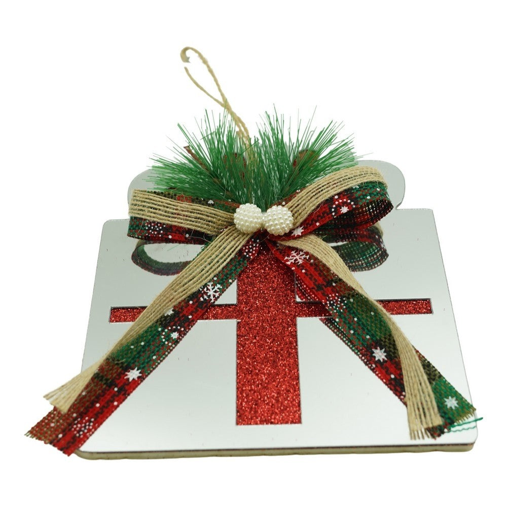 Ornament Brad Crăciun, Formă Stea, Finisaj Argintiu Lucios, Acril Rezistent, Utilizare Interior și Exterior, 14 x 15 cm