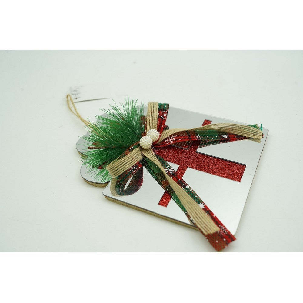 Ornament Brad Crăciun, Formă Stea, Finisaj Argintiu Lucios, Acril Rezistent, Utilizare Interior și Exterior, 14 x 15 cm