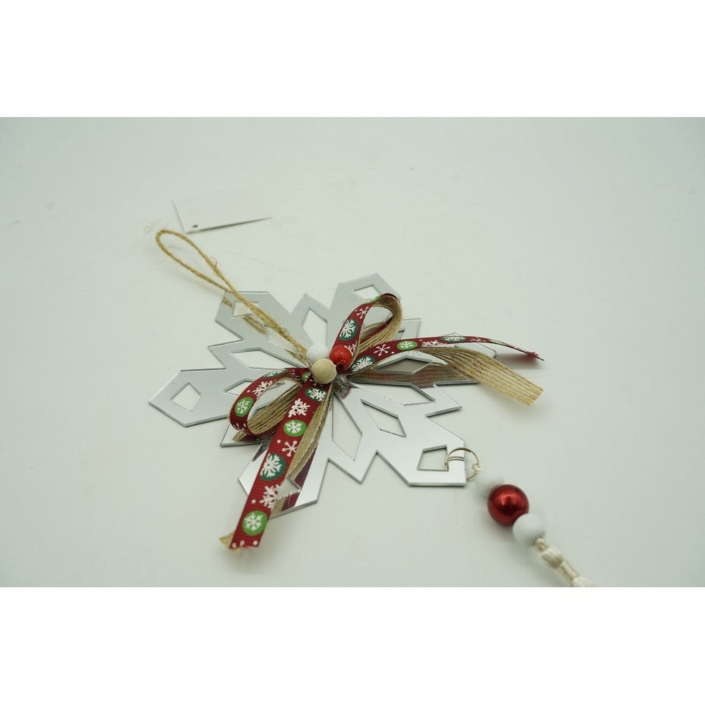Ornament Brad Fulg de Nea, Decoratiune Craciun cu Finisaj Lucios, Acril, Argintiu, 14 x 26 cm