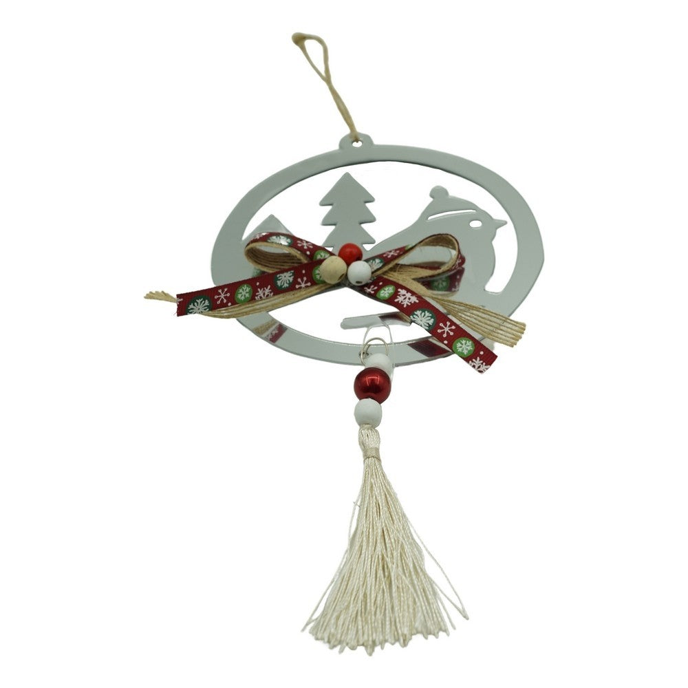 Ornament Brad Crăciun în Formă de Pasăre, Decorativă, Efect Lucios, Acril, Argintiu, 14 x 26 cm
