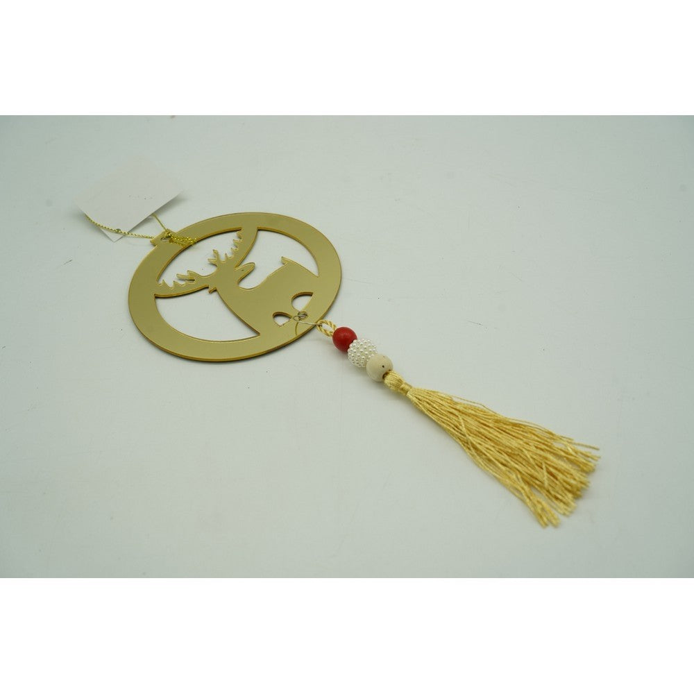 Ornament Brad Crăciun în Formă de Ren, Decorațiune Suspendată cu Finisaj Lucios, Acril, Auriu, 8 x 25 cm