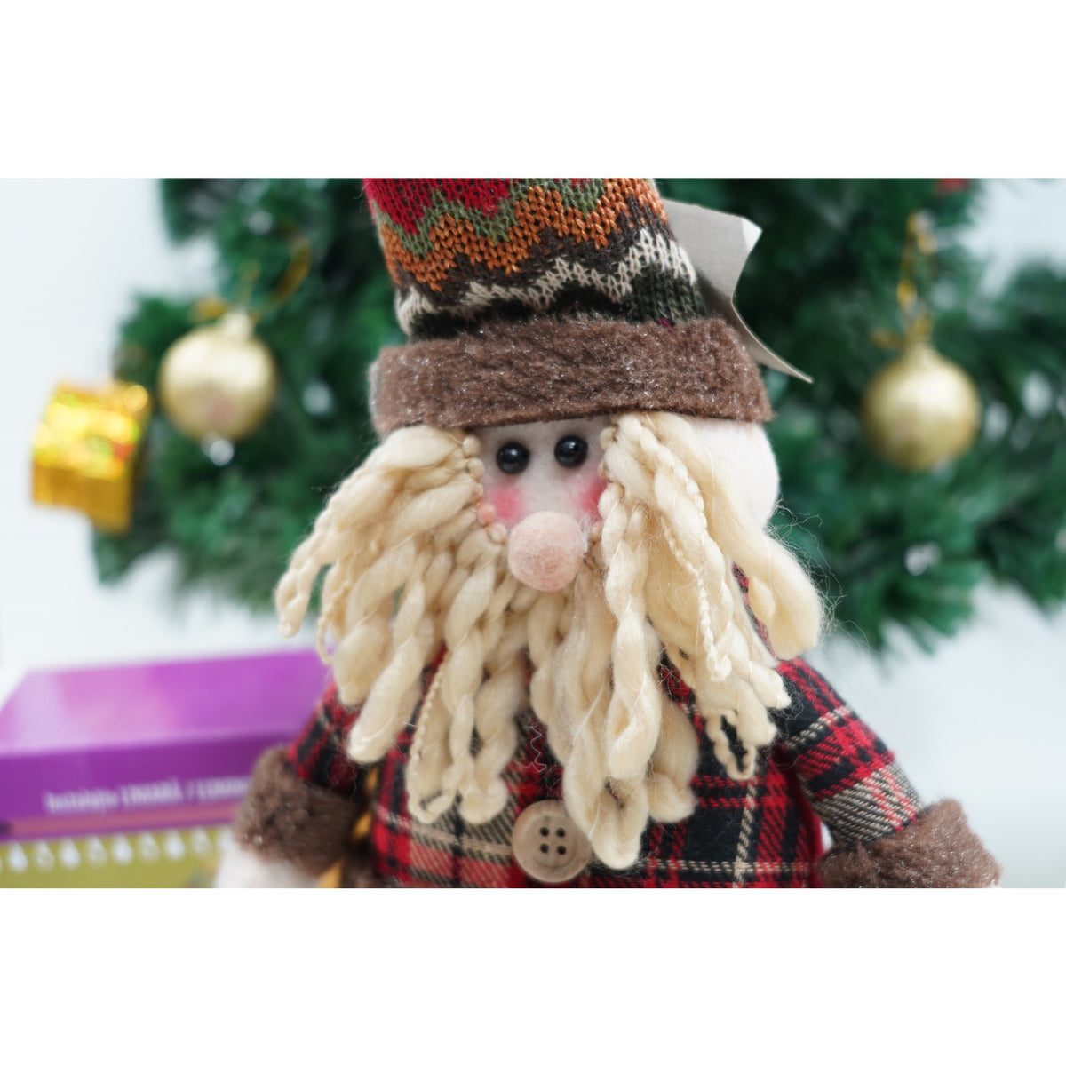 Mos Craciun Decorativ, Figurina Textila pentru Interior si Exterior, Lana si Plus, 54 x 17 cm