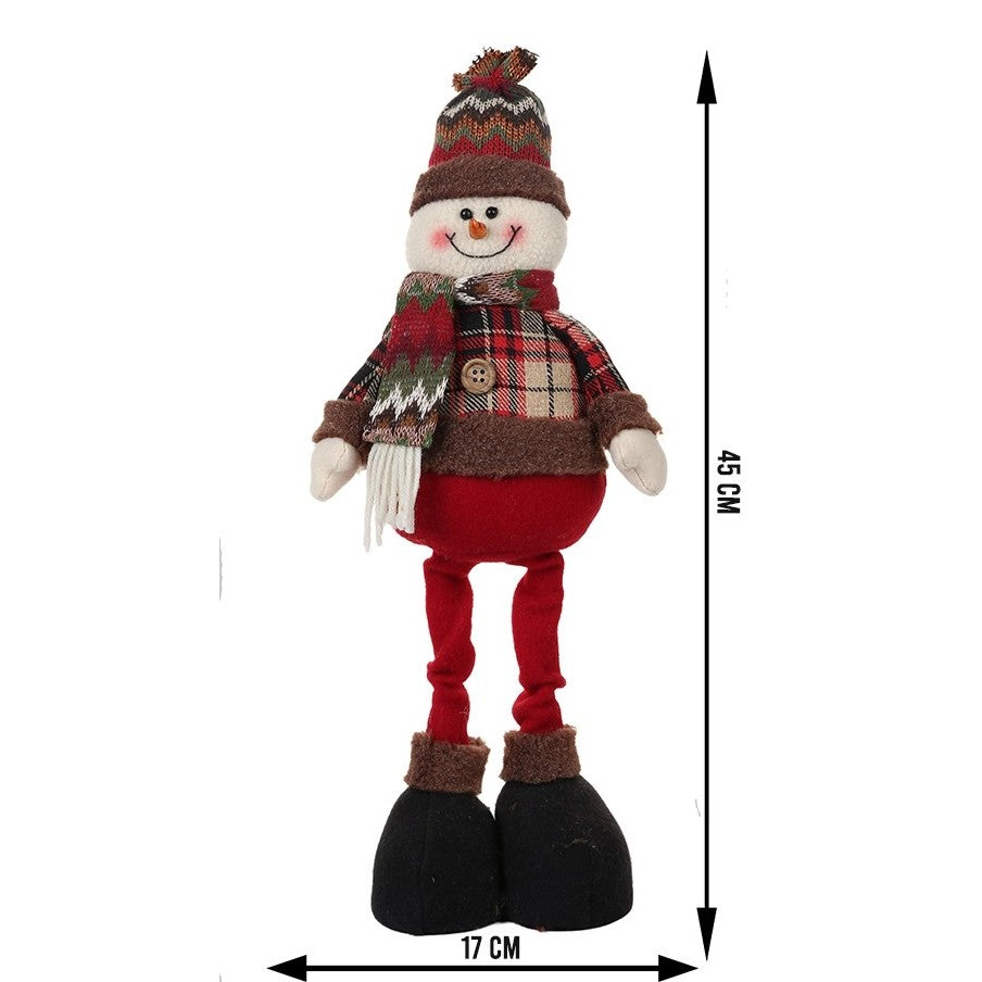 Om de Zapada Decorativ, Figurina Textila pentru Interior si Exterior, Lana si Tesatura de Plus, Alb si Rosu, 45 x 17 cm
