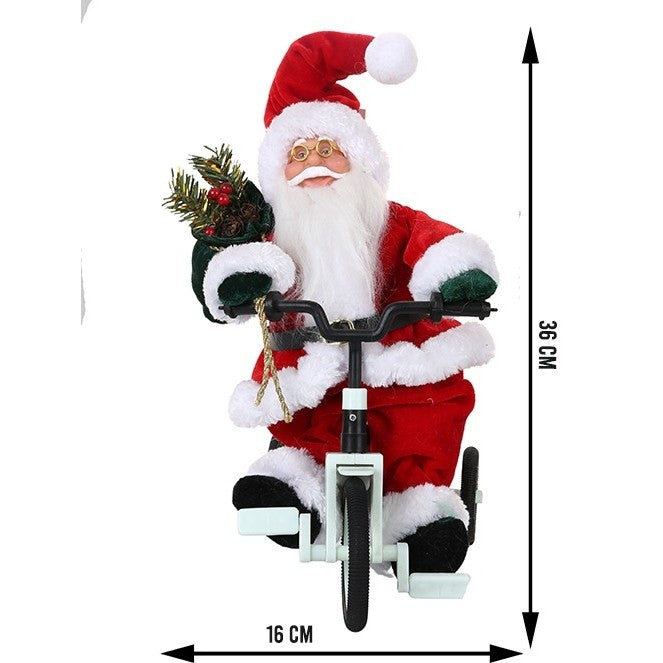 Figurină Decorativă Moș Crăciun, Jucărie Festivă din Lână și Pluș, Ornament Interior și Exterior, Poliester, 36 x 16 x 23 cm
