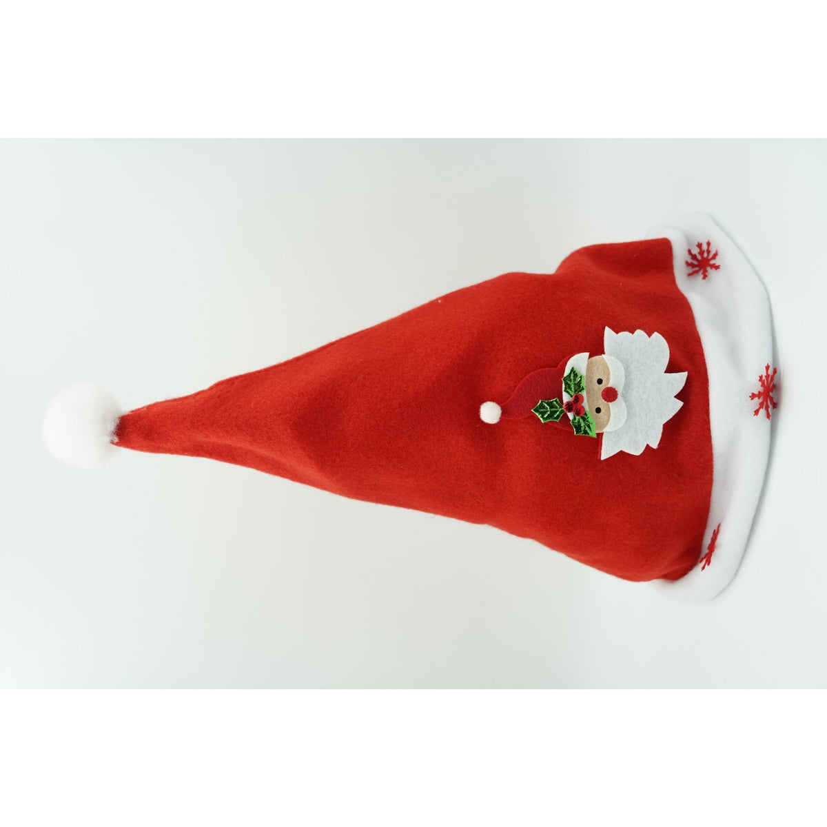 Căciulă de Moș Crăciun, Model Tematic cu Ornament Fulg de Nea, Material Textil Moale, Roșu, Mărime Universală
