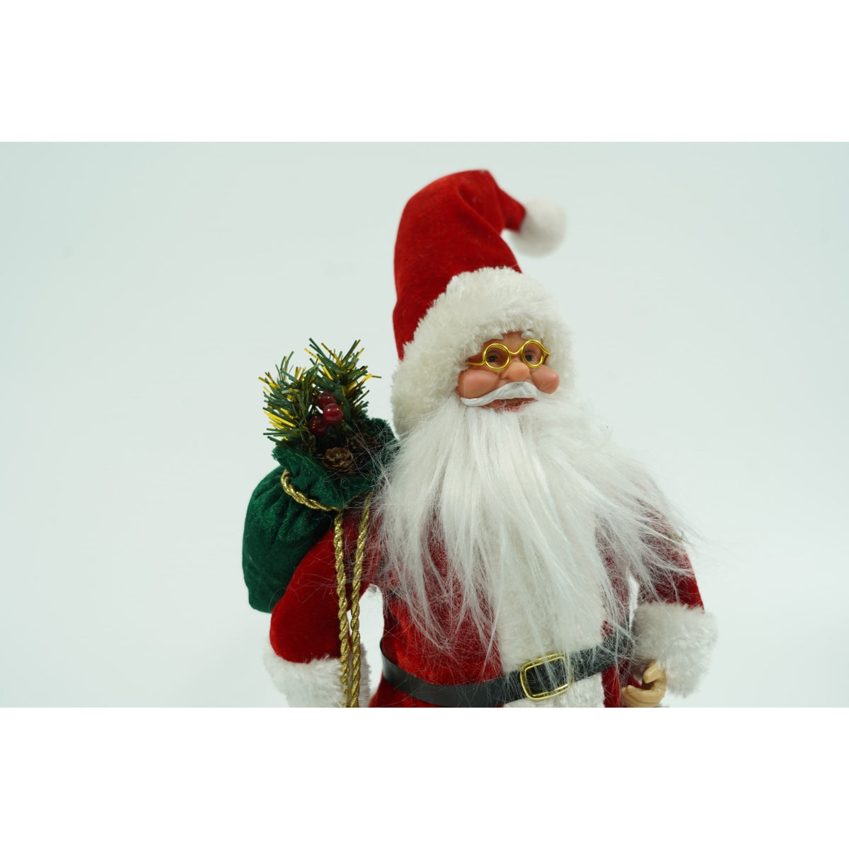 Figurină Decorativă Moș Crăciun, Jucărie Festivă Interior și Exterior, Lână și Pluș, Poliester, 32 cm Inălțime