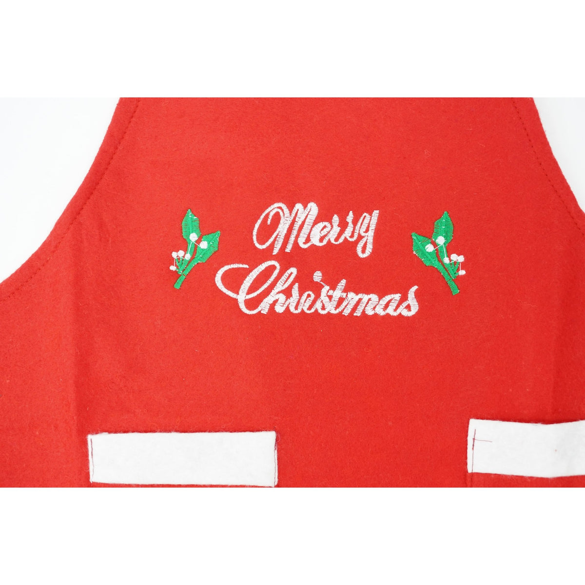 Sort Bucatarie Craciun, Inscriptie Merry Christmas, Accesorii Gatit pentru Adulti, Poliester, Rosu, 74 x 50 cm
