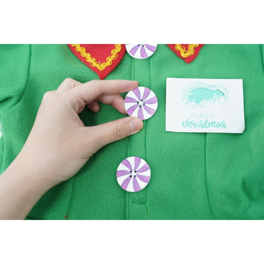 Costum Spiridus pentru Fete, Rochita cu Fes si Sosete Lungi, Poliester, Verde, Marime 1-3 Ani