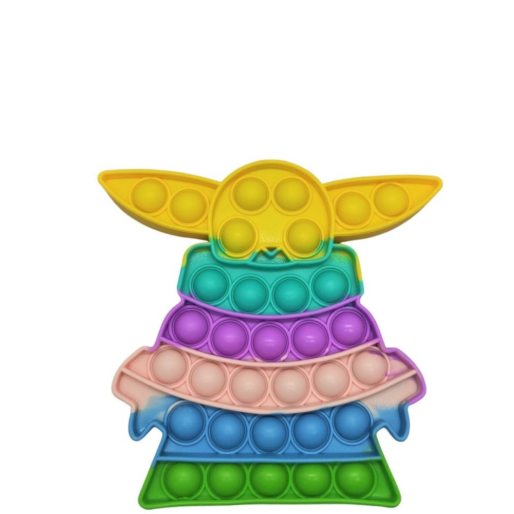 Jucarie Antistres Pop It Now and Flip It, Model Baby Yoda, Senzoriala si Educativa, Silicon Lavabil, Multicolor