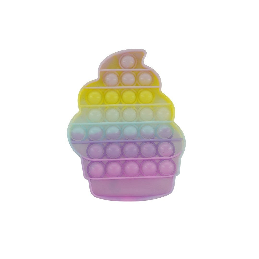 Jucarie Antistres Pop It Now and Flip It, Model Senzorial Reutilizabil pentru Copii si Adulti, Silicon Impermeabil, Forma Briosa Inghetata, Multicolor