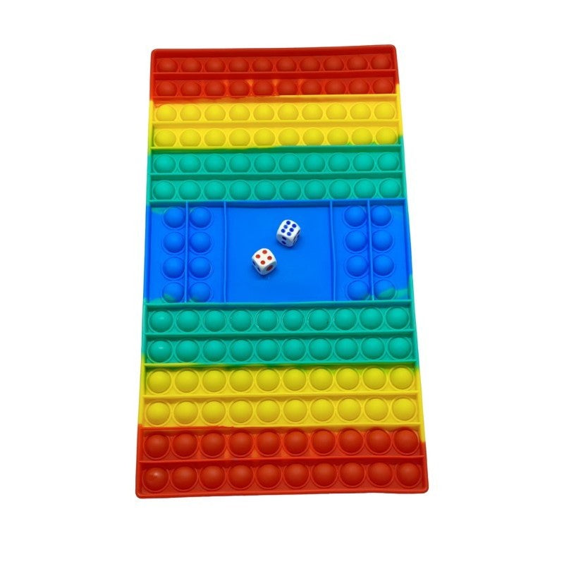 Joc Board Game Pop It Now and Flip It, Jucarie Senzoriala Antistres cu Zaruri, Silicon Lavabil, Multicolor