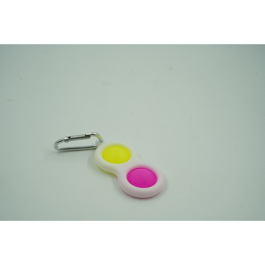 Pop It Now, Jucarie Senzoriala Antistres, Breloc Simple Dimple, Silicon Si Plastic ABS, Alb, 2 Buline