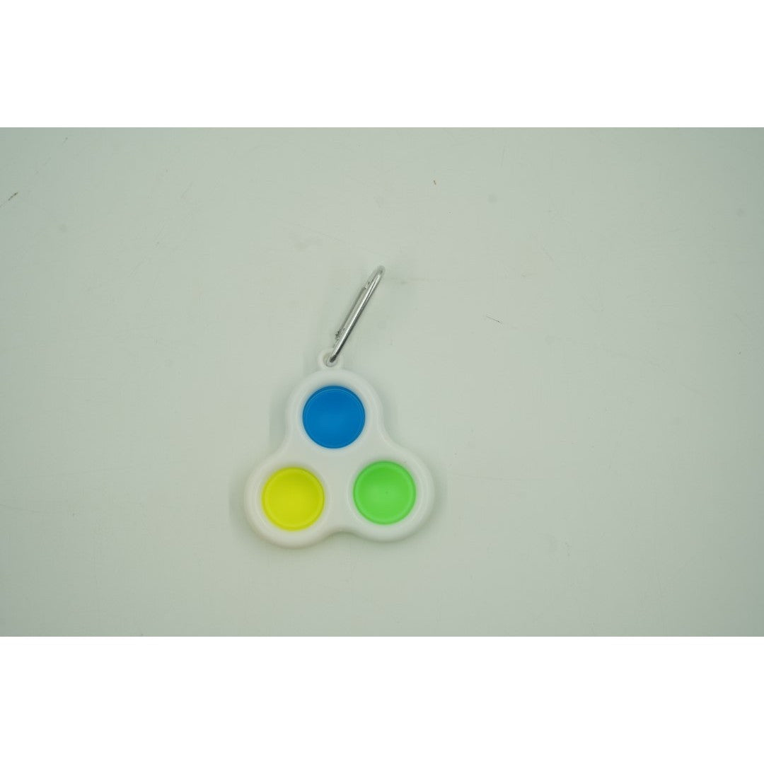 Jucarie Senzoriala Antistres Simple Dimple, Breloc Triunghi, Silicon Si Plastic ABS, 8 cm, Multicolor Alb