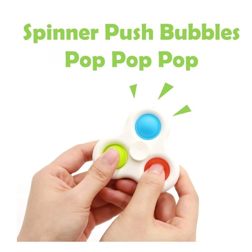 Jucarie Senzoriala Antistres Simple Dimple, Fidget Toy Pentru Concentrare, Silicon Si Plastic, 7 cm, Alb/Multicolor