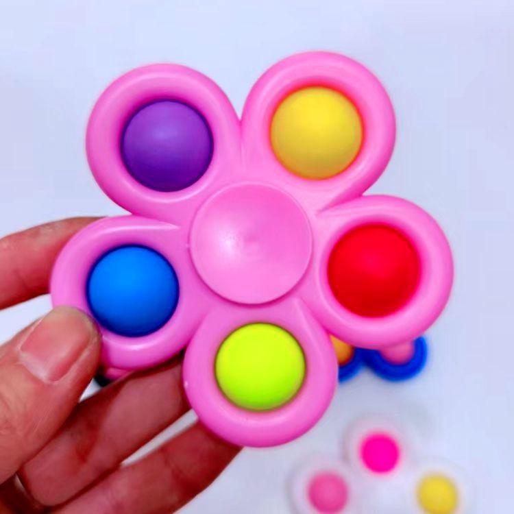 Jucărie Antistres Pop It Breloc, Push Pop Bubble Fidget, Silicon Și Plastic, Formă Floare, Multicolor/Roz