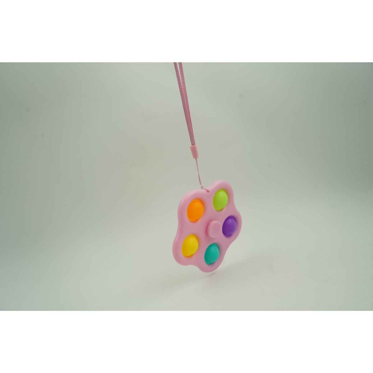 Jucarie Antistres Simple Dimple, Fidget Toy Spinner cu 5 Buline, Plastic, Multicolor/Roz