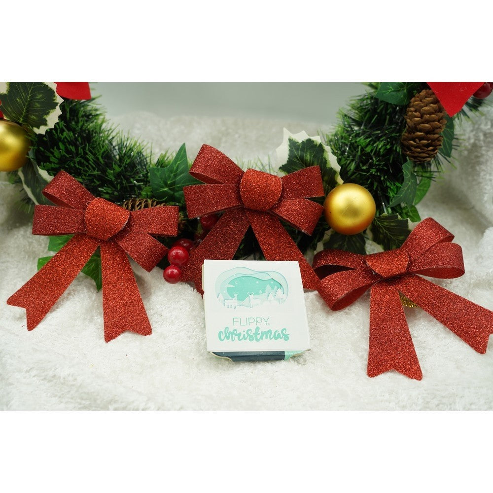 Fundă Ornament pentru Brad de Crăciun, Decoratiune Festivă, Poliester, Roșie, 11 x 14 cm