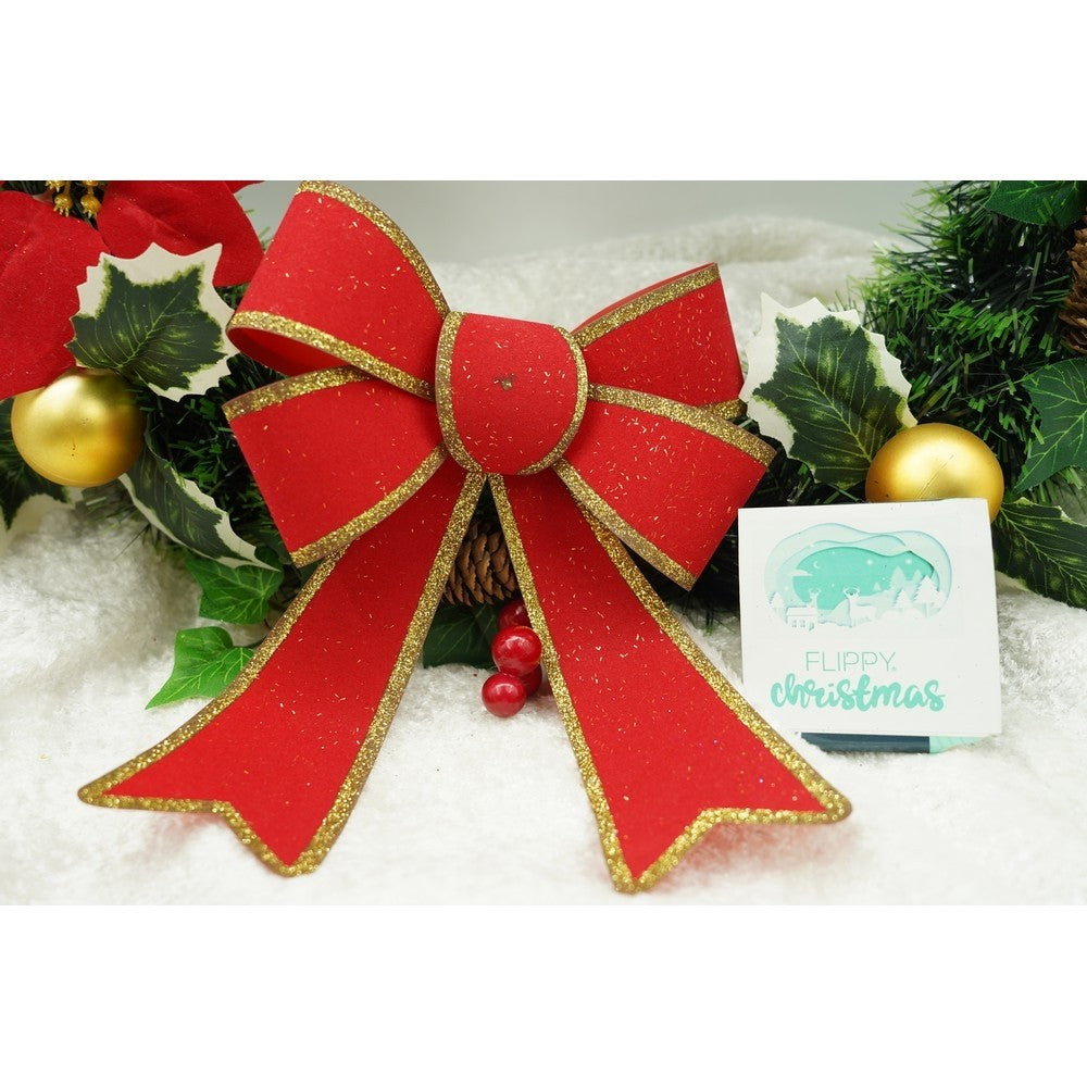 Fundă Decorativă pentru Bradul de Crăciun, Ornament Festiv cu Margini Aurii, Material PVC, Roșie, 15 x 23 cm