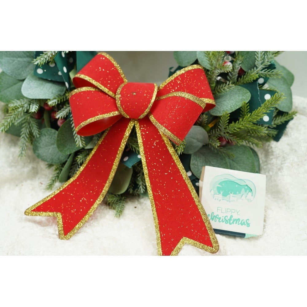 Fundă Decorativă pentru Bradul de Crăciun, Ornament Festiv cu Margini Aurii, Material PVC, Roșie, 15 x 23 cm