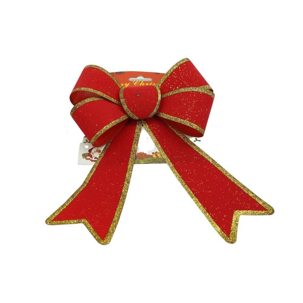 Fundă Decorativă pentru Bradul de Crăciun, Ornament Festiv cu Margini Aurii, Material PVC, Roșie, 15 x 23 cm
