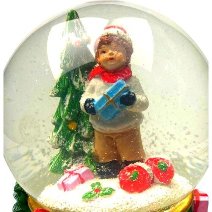 Glob Cu Zapada Mos Craciun, Decoratiune Muzicala Cu Lumini LED, Figurina De Craciun Din Sticla Si Rasina, 15.5 cm, Multicolor