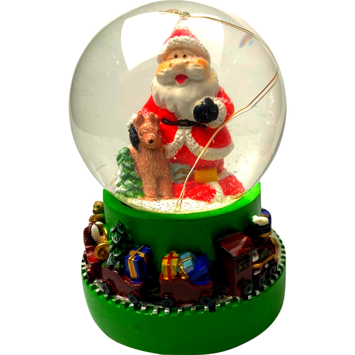 Glob Cu Zapada Muzical, Decoratiune Craciun Cu Lumini LED Si Muzica, Figurina Mos Craciun, Sticla Si Rasina, 13.5 cm, Multicolor
