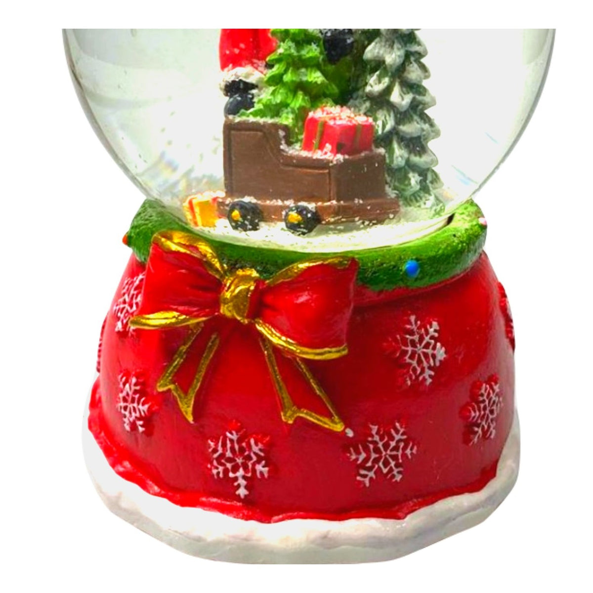 Glob Cu Zapada Muzical, Decoratiune Craciun Cu LED Si Muzica, Model Mos Craciun Cu Sanie, Sticla Si Rasina, 13 cm, Multicolor