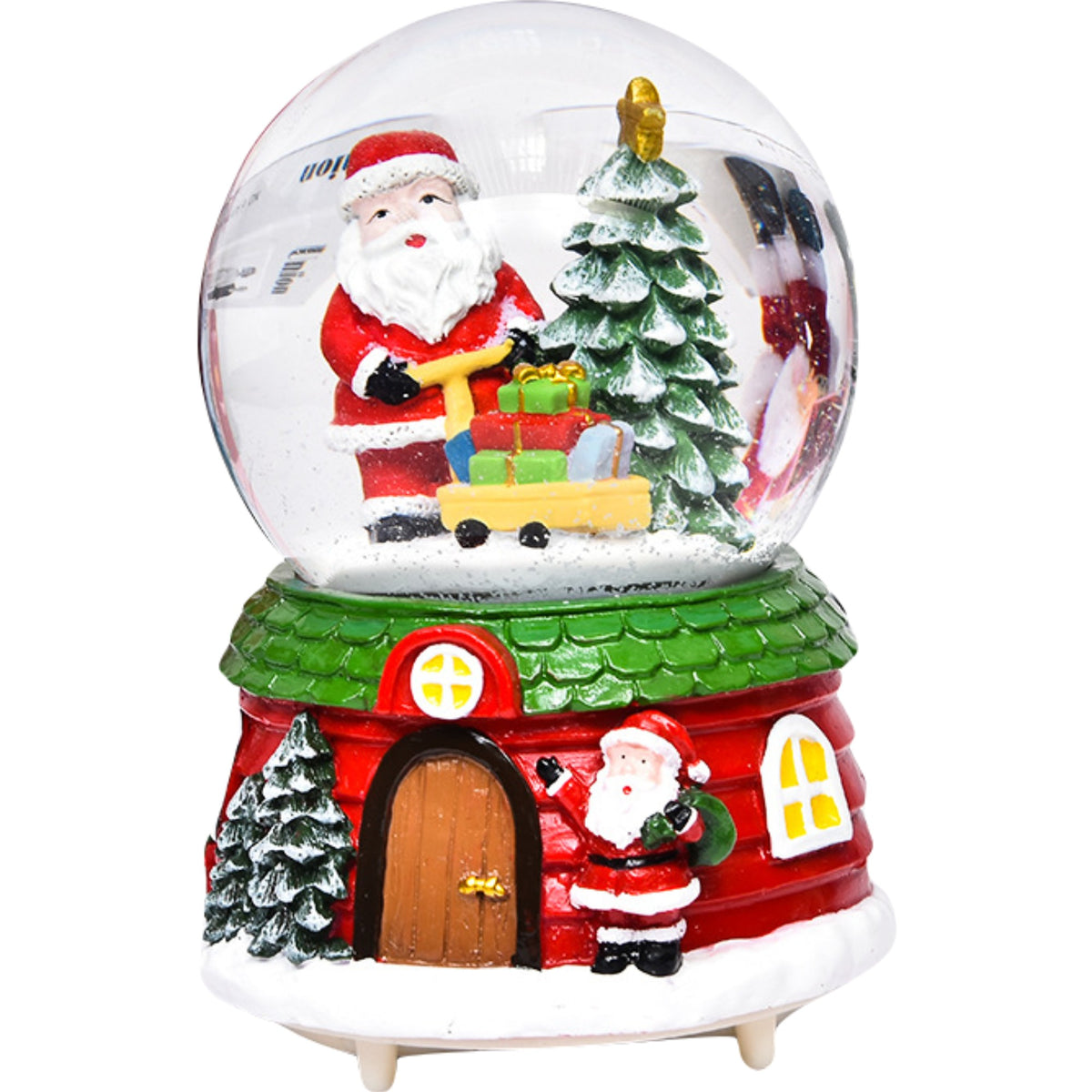 Glob Cu Zapada Muzicala Cu Mos Craciun, Decoratiune De Craciun Cu Lumini LED Si Zapada Artificiala, Plastic Si Sticla, 12.5 cm, Multicolor