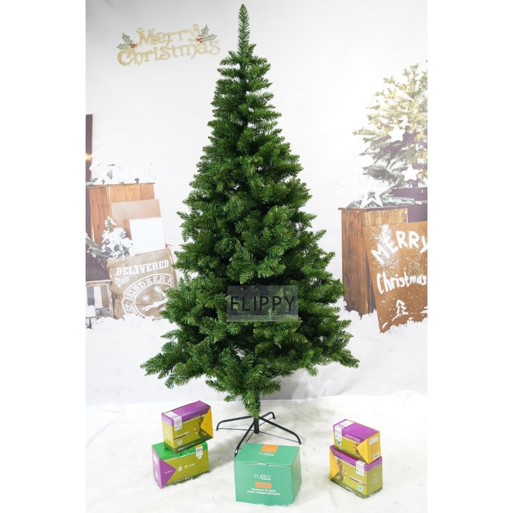 Brad Artificial De Crăciun Clasic, Aspect Natural Cu 663 Ramuri, Interior Și Exterior, Suport Metalic Inclus, Înălțime 210 cm, Diametru 106 cm, Verde