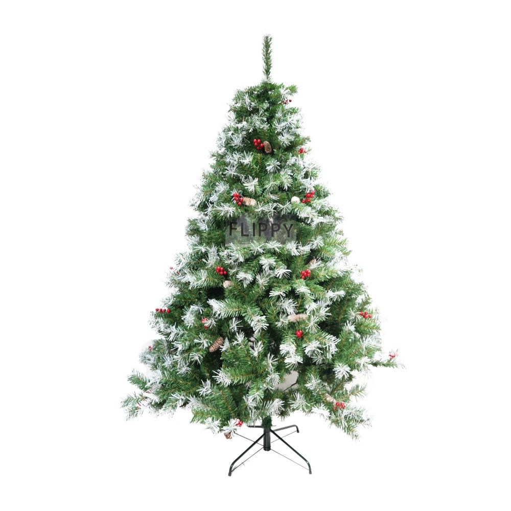 Brad Artificial de Craciun Nins, Decorat cu Conuri de Pin si Vasc, Ace PVC Aspect Natural, 760 Ramuri, Suport Metalic Inclus, Inaltime 180 cm, Verde