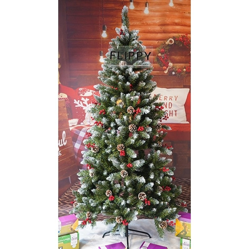 Brad Artificial de Craciun pentru Perete sau Colt, Brad cu Spate Plat, Structura Metalica si Ace PVC, Inaltime 1.80 m, Diametru 95 cm, Include Decoratiuni Conuri si Vasc, Verde