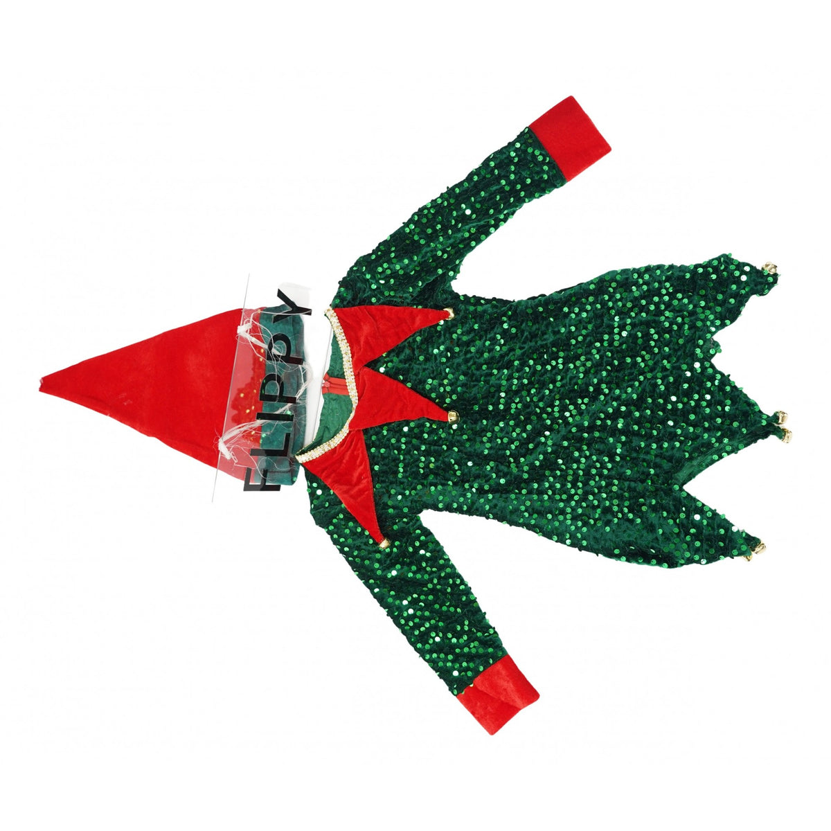 Costum Craciun Spiridus pentru Fete, Rochita si Fes, Catifea Moale, Rosu si Verde, 7-9 Ani