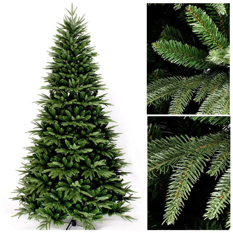 Brad Artificial De Craciun Premium, Aspect Natural Cu Ace PE Si PVC, 1172 Ramuri Bogate, Suport Metalic Inclus, Verde, Inaltime 210 cm, Diametru 135 cm