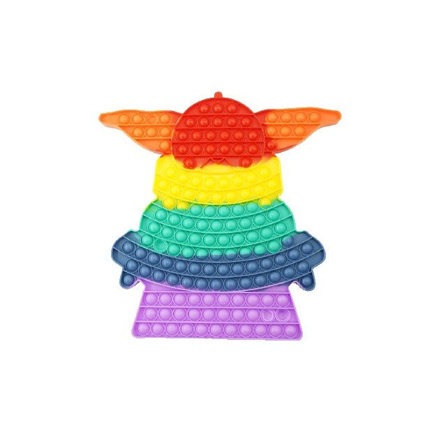 Jucarie Antistres Pop It Now and Flip It, Model Baby Yoda Urias, Silicon Flexibil, Design Senzorial, Multicolor