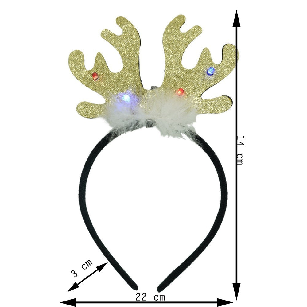 Bentita De Craciun Model Coarne De Ren, Accesoriu De Petrecere Si Serbari, Material Textil Si Plastic, Marime Universala, Negru Si Auriu
