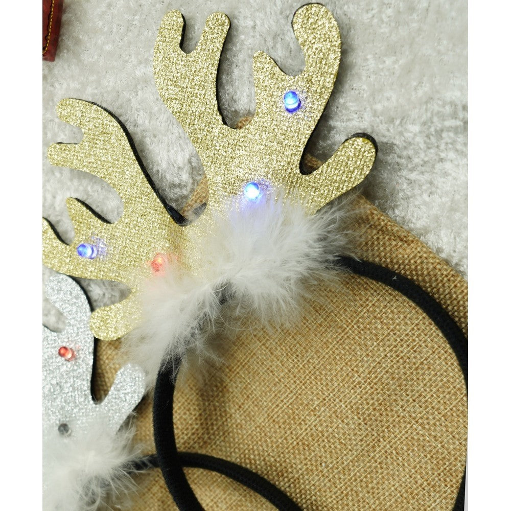Bentita De Craciun Model Coarne De Ren, Accesoriu De Petrecere Si Serbari, Material Textil Si Plastic, Marime Universala, Negru Si Auriu