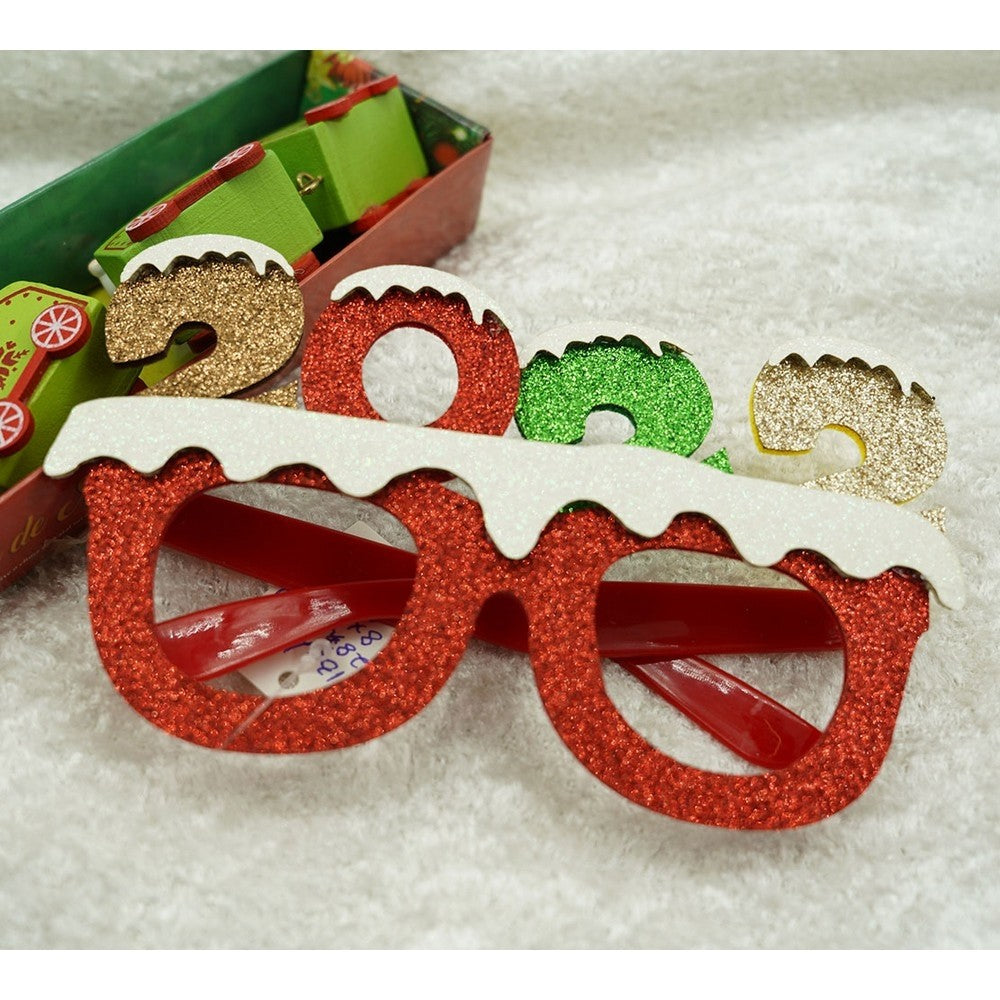 Ochelari Accesorii Petrecere Revelion 2022, Design Tematic Festiv, Rama Plastic si Poliester, Rosu