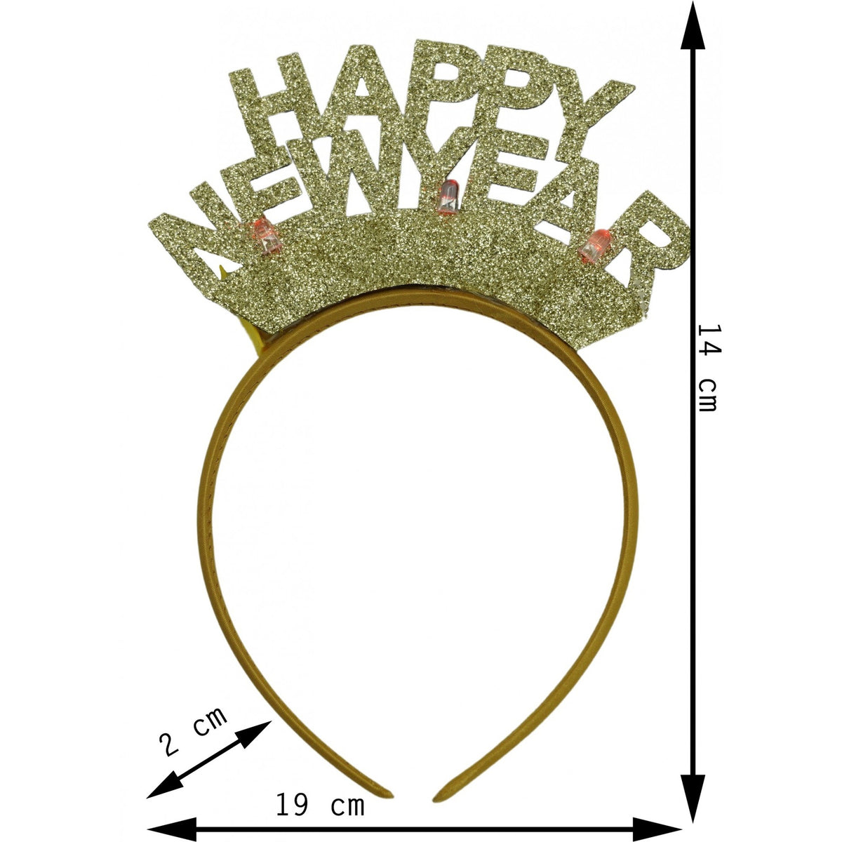 Bentita Decorativa Happy New Year, Accesoriu Petrecere Revelion, Plastic si Textil, Marime Universala, Auriu