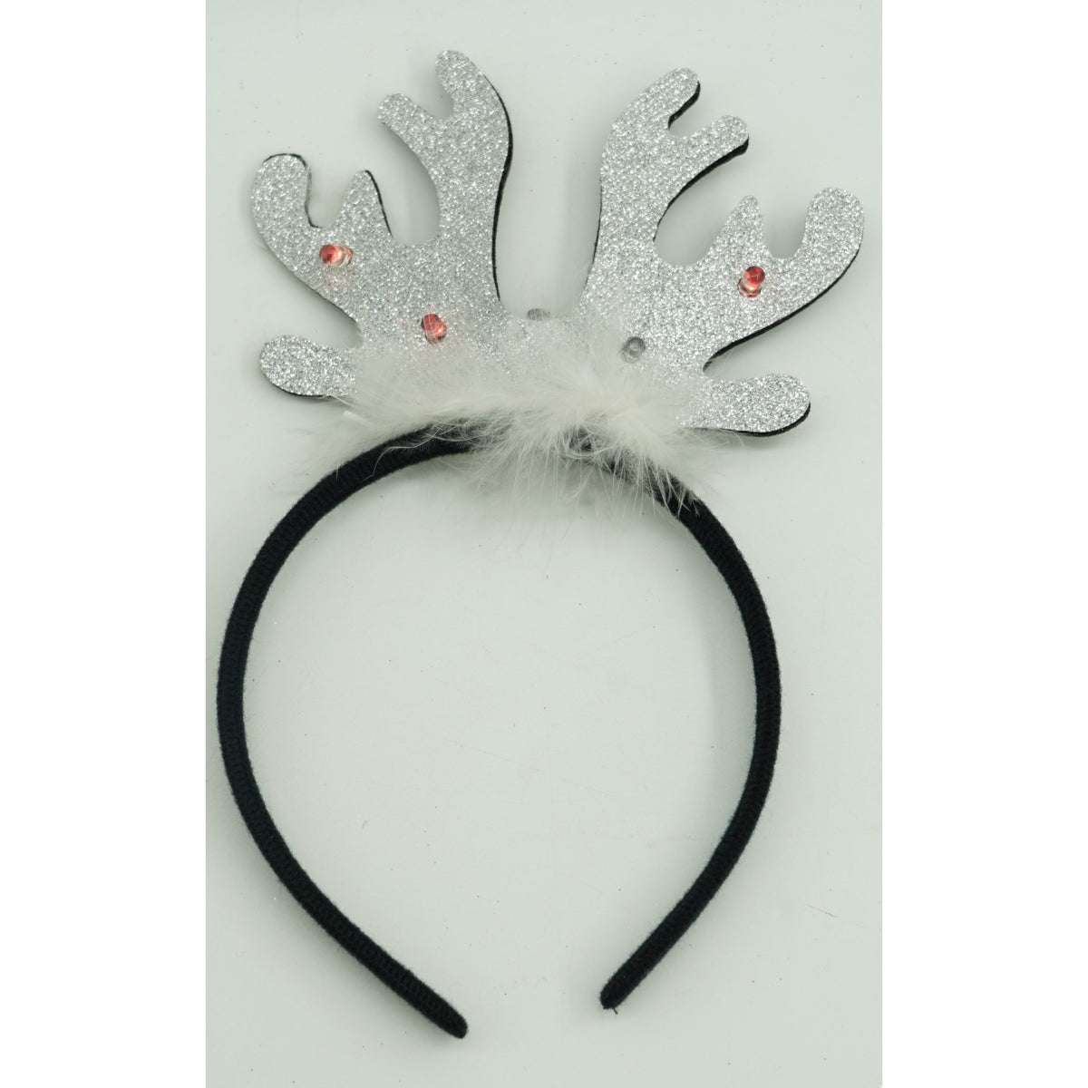Bentita De Craciun Model Coarne De Ren, Accesoriu De Petrecere Si Serbari, Material Textil, Marime Universala, Negru Si Gri Metalic