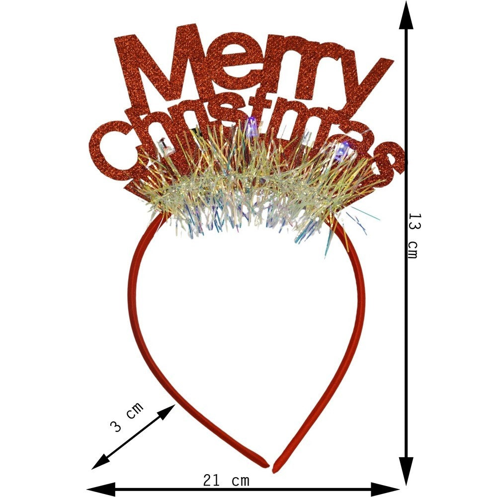 Bentita De Craciun Mery Cristmas, Cerc De Par Tematic, Model Cu Sclipici, Material Textil Si Plastic, Culoare Rosu, Marime Universala