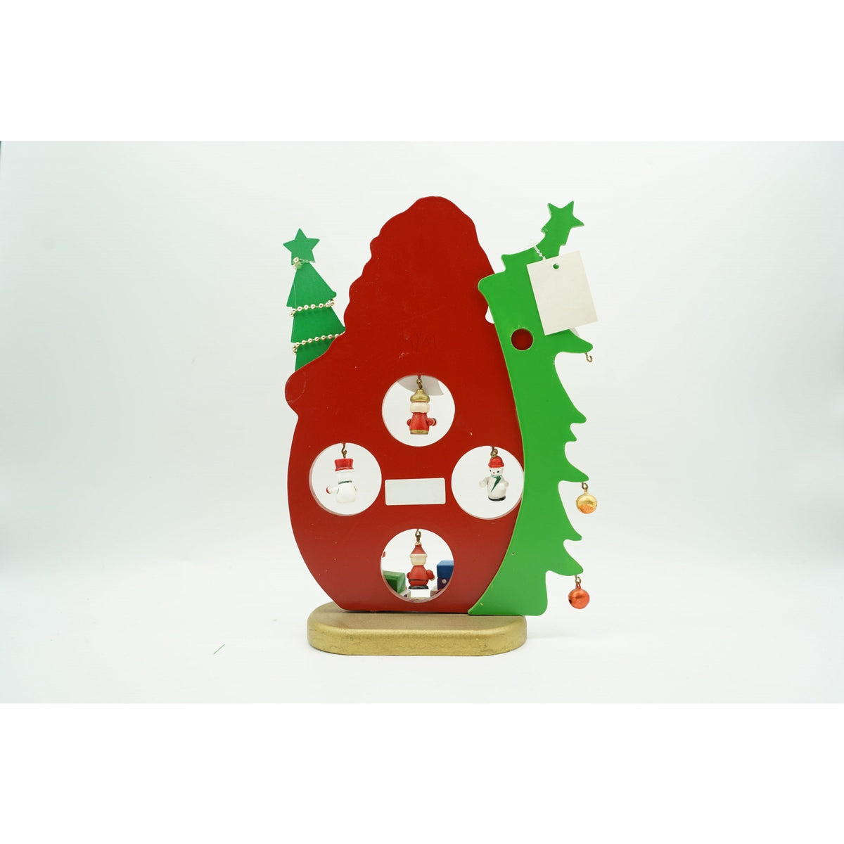 Figurina Decorativa Mos Craciun, Ornamente de Iarna, Lemn Pictat, Rosu, 18 cm x 24.5 cm