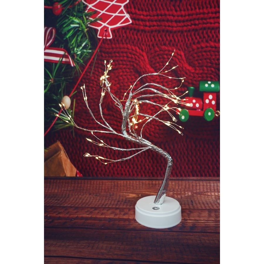 Decoratiune Luminoasa Tip Copac, 180 LED-uri, Lumina Calda, Inaltime 150 cm, Alimentare Retea, Alb/Negru