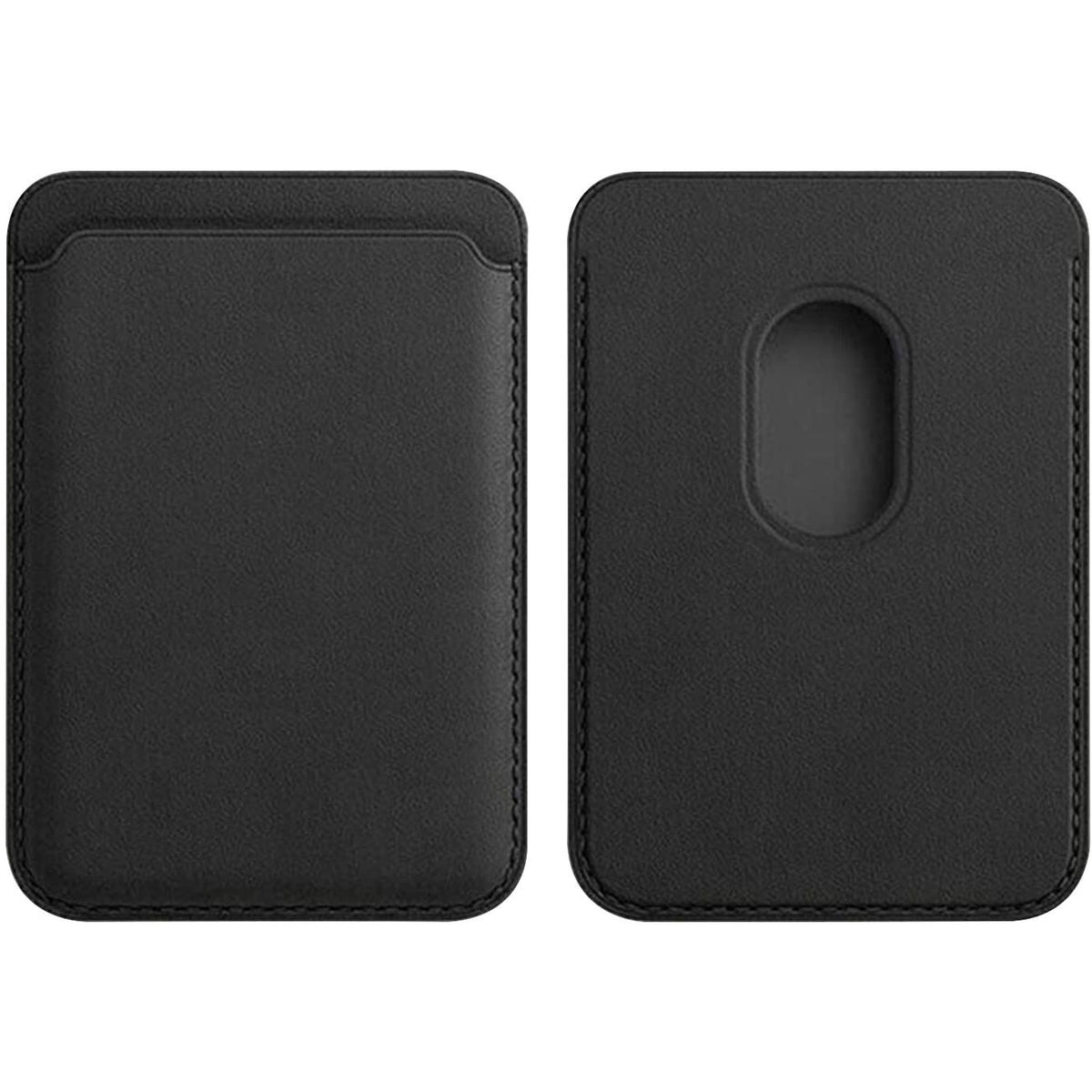 Portofel MagSafe pentru Carduri, Fixare Magnetica, Compatibil iPhone 12, 12 Mini, 12 Pro, 12 Pro Max, Piele Autentica, Negru