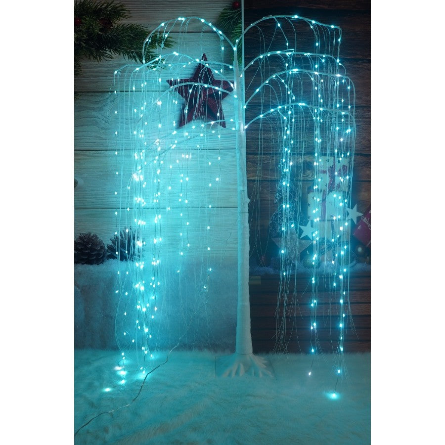 Pom Decorativ Tip Salcie, 234 LED-uri Alb Cald, Rezistent la Intemperii, Metal și Plastic, Înălțime 1.5 M