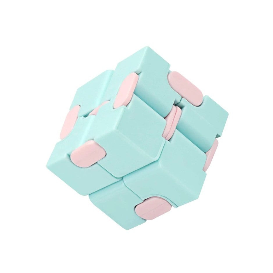 G-Mark Cub Antistres Infinity Magic Cube, Fidget Toy Relaxant, Plastic ABS, Albastru/Roz, 4x4x4 cm