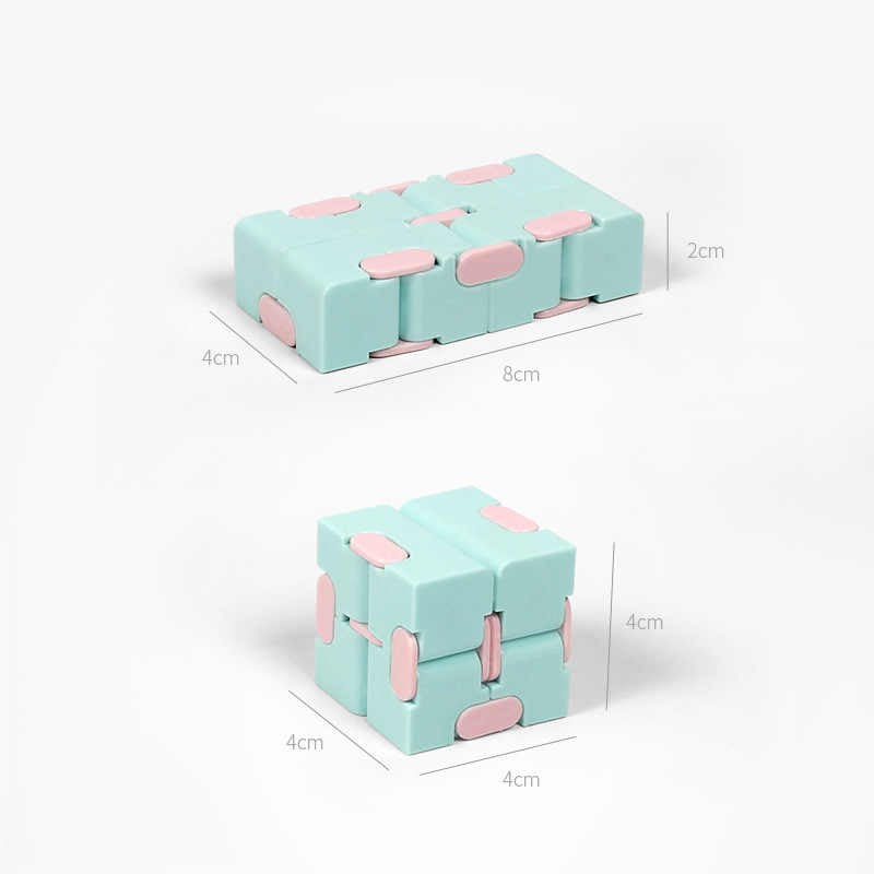 G-Mark Cub Antistres Infinity Magic Cube, Fidget Toy Relaxant, Plastic ABS, Albastru/Roz, 4x4x4 cm