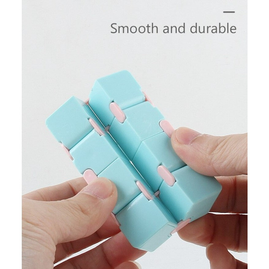G-Mark Cub Antistres Infinity Magic Cube, Fidget Toy Relaxant, Plastic ABS, Albastru/Roz, 4x4x4 cm
